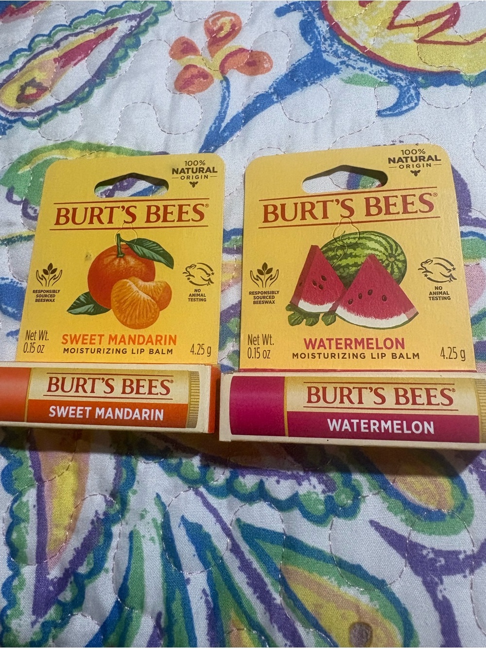Burt's Bees Sweet Mandarin & Watermelon Moisturizing Lip Balm Duo - Orange, Pink